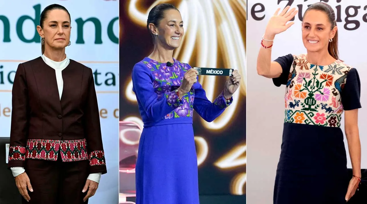 Claudia Sheinbaum con diferentes vestidos.