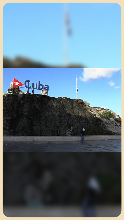 Rótulo de Cuba en malecón.