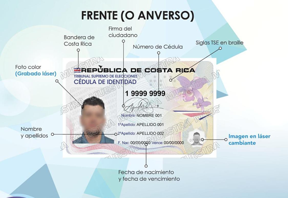 cédula identidad frente