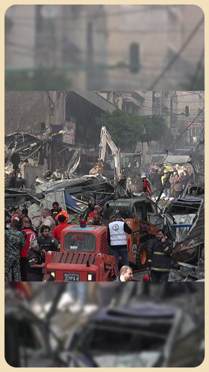 Destrucción tras ataques en Líbano.