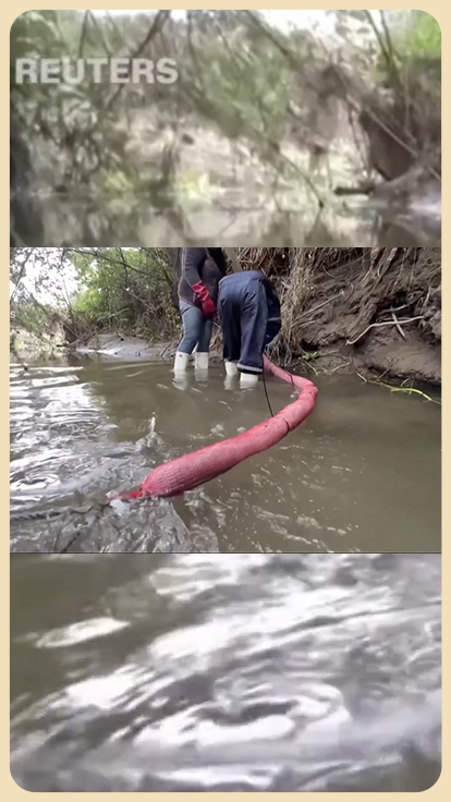 Mecanismo de limpieza de agua en río.