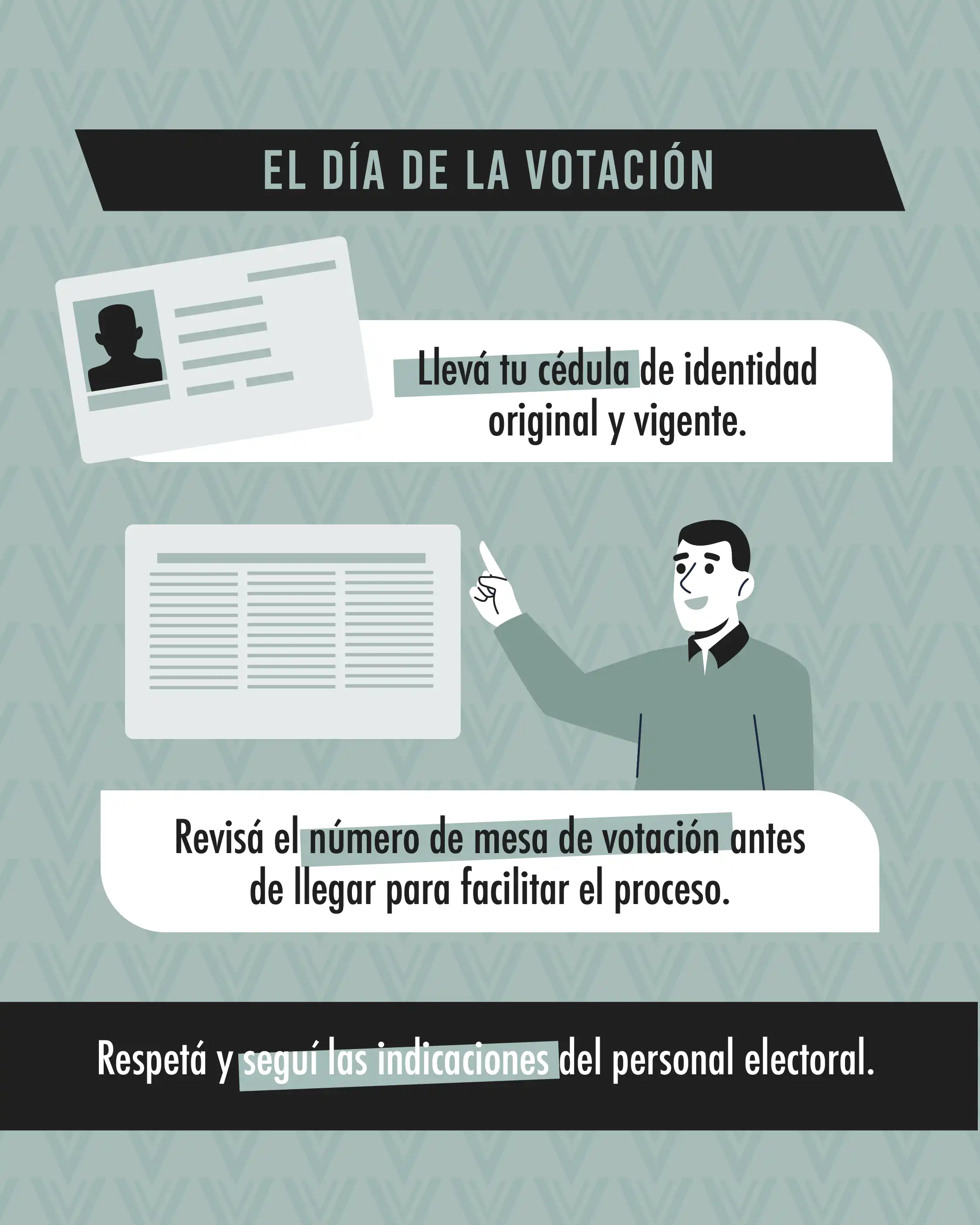 ¿Qué debo llevar al centro de votación?