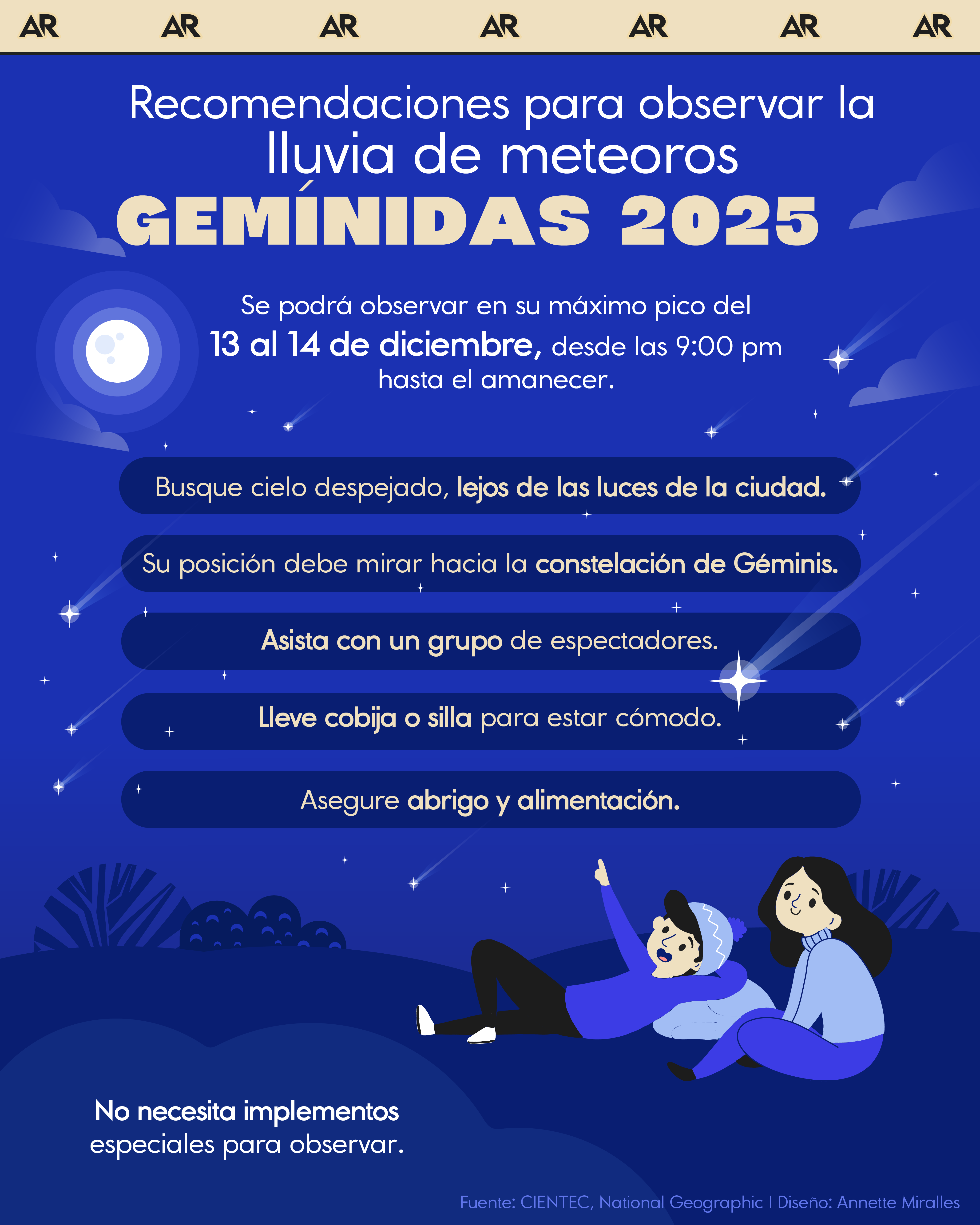 Recomendaciones para observar la lluvia de meteoros Gemínidas 2025