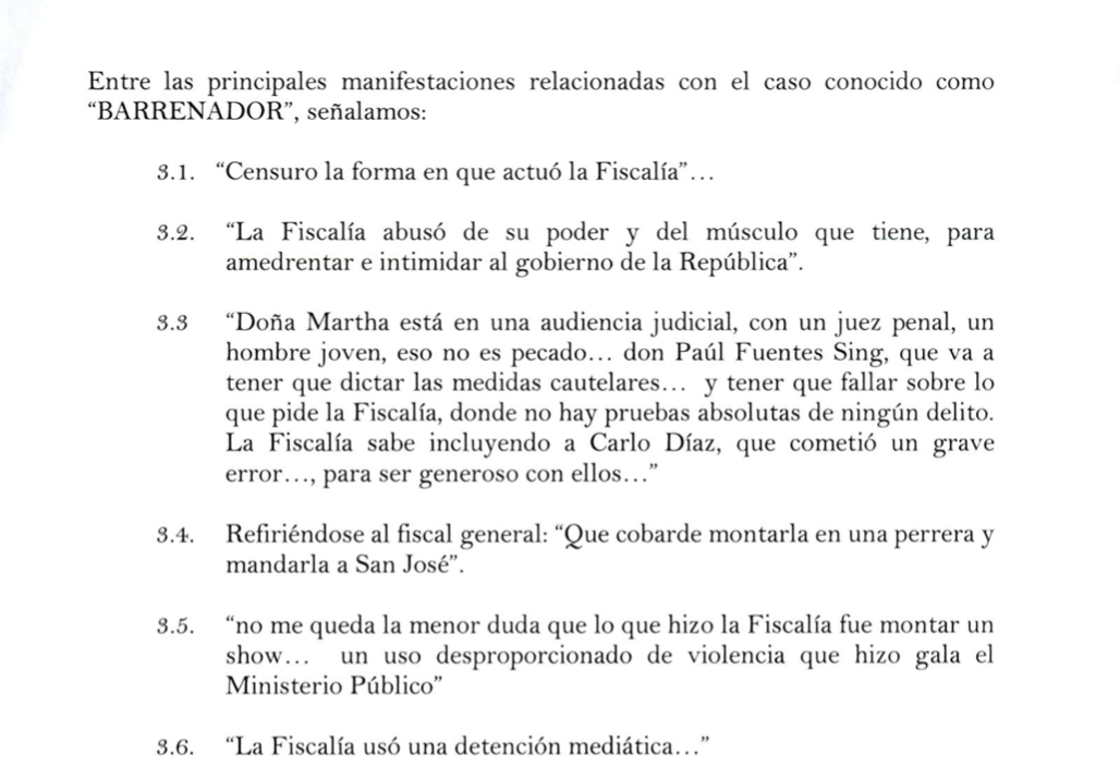 Ejemplos de frases de Rodrigo Chaves que según los diputados atentan contra la división de poderes.