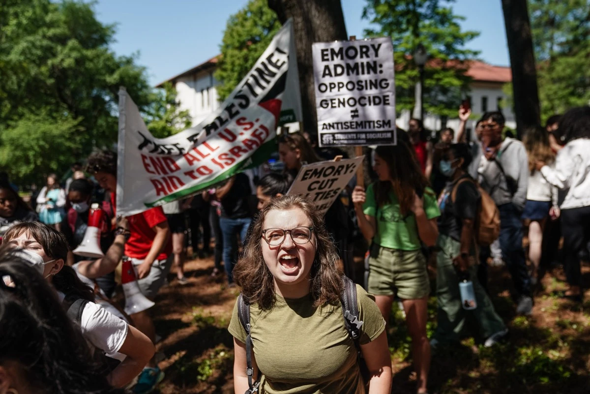 Una protesta universitaria propalestina en Atlanta, Georgia. 
