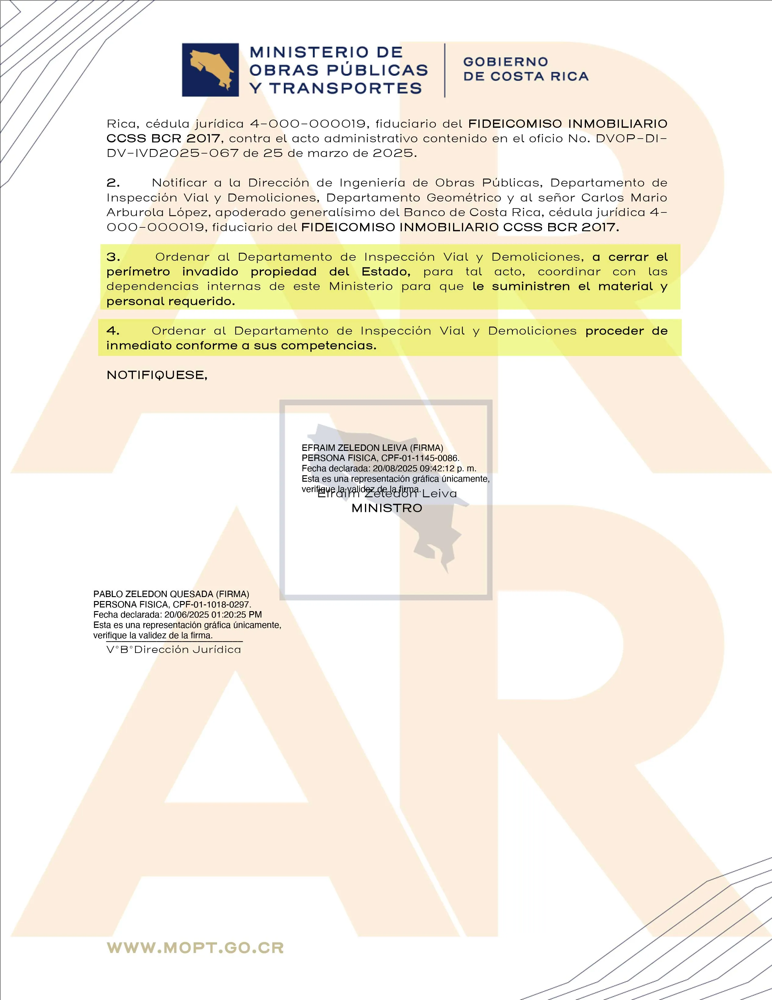 documento del MOPT.