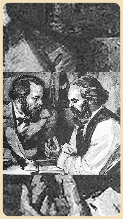 Dibujo de Karl Marx y Friedrich Engels