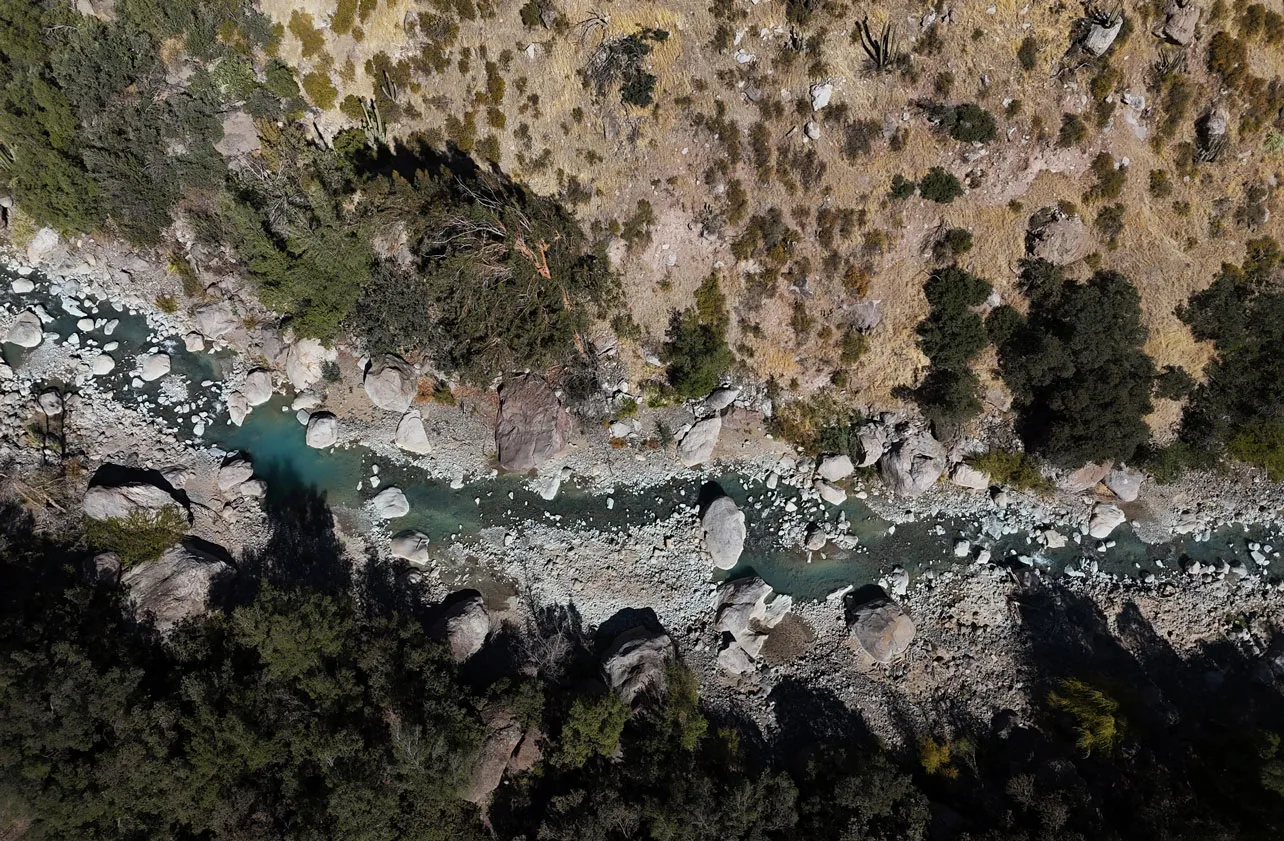 Vista aérea del Río Mapocho.