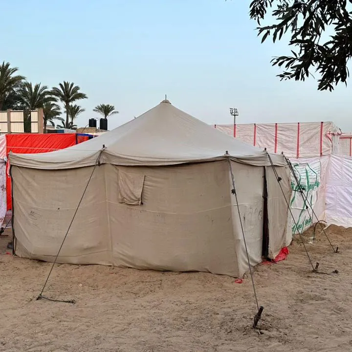 Tienda de los Jaber en campo de desplazados en Rafah.