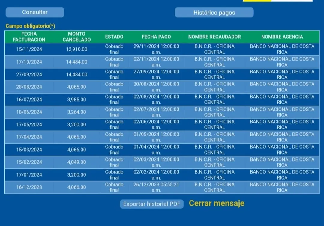 Recibo de agua