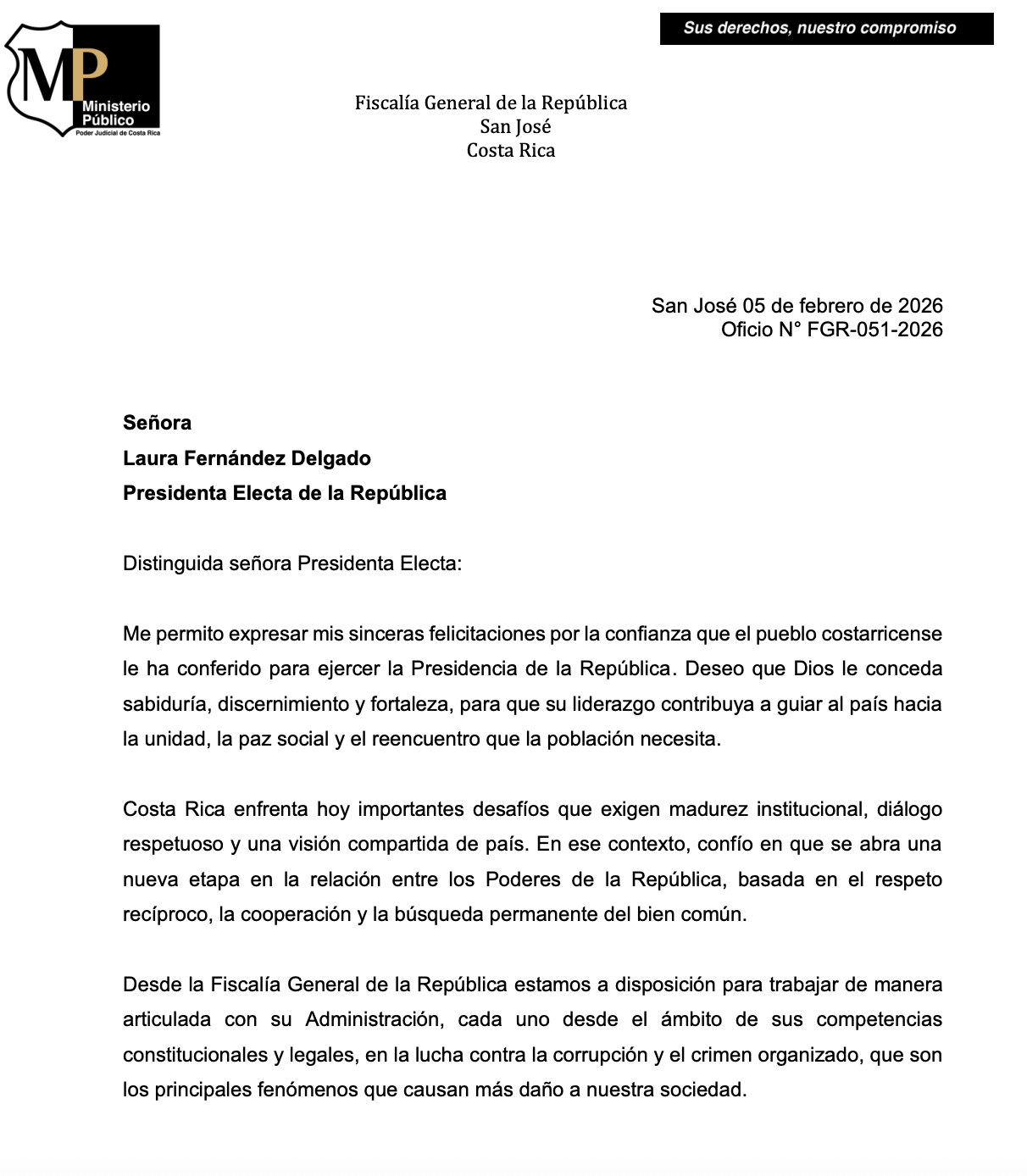 Carta de Carlo Díaz a Laura Fernández